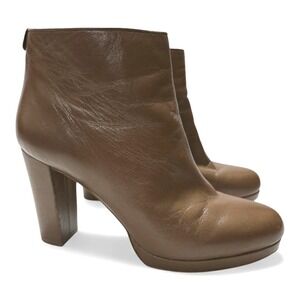 Block Heel Platform Ankle Boots Leather‎ Brown 8M Michael Kors Women